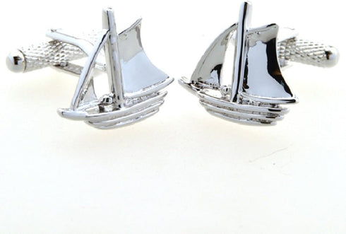 Sailing Ship Sailboat Sails Pair Cufflinks in a Presentation Gift Box & Polishing Cloth...