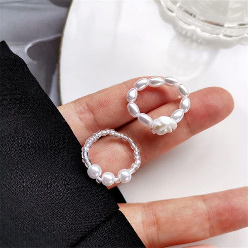 Irregular pearl ring radium floret acrylic floret pink pearl imitation Hetian jade irregular pearl ring for women girls holiday party party...