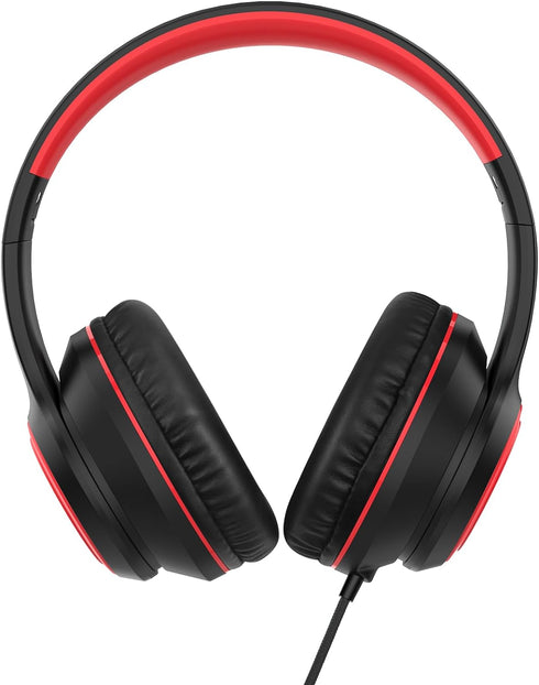 A8 Over-Ear Headphones with Microphone, Lightweight Folding Stereo Bass Headphones with 1.5M No-Tangle Cord, Portable Wired Headphones for Smartph...