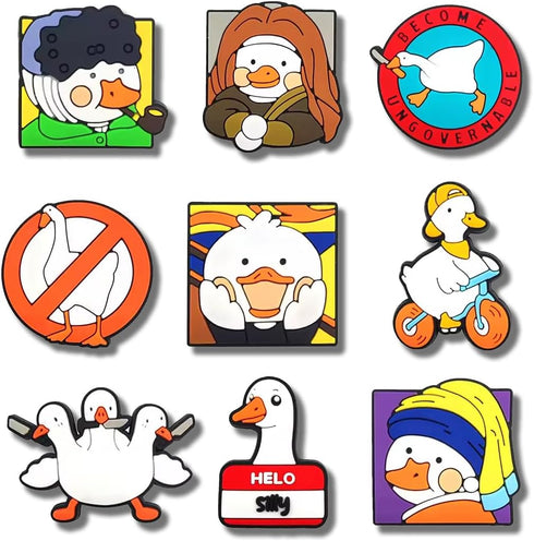 18PCS Silly Goose Shoe Charms, Duck Animal DIY PVC Clog Shoe Charm Accessories Birthday Party Favors Supplies Cute Kawaii Decorations fit Clog Bra...