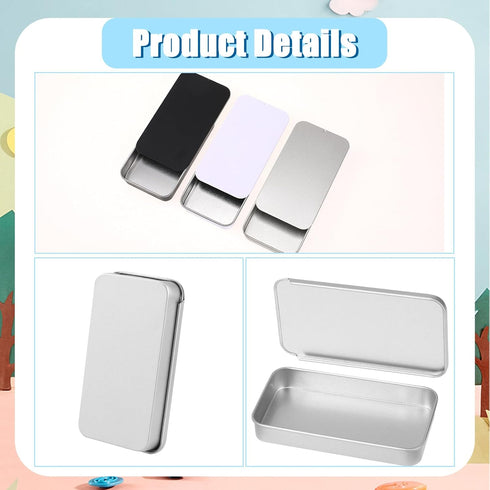 Metal Box Containers Empty Slide Top Small Metal Containers Rectangular Storage Box Containers for Candies Jewelry Crafts Pills Survival Kit 3Pcs(...