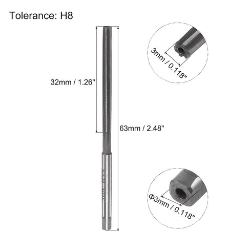 uxcell Hand Reamers, 3mm H8 Metric Reamer Drill Bit for Metal Wood Hole Reaming, Straight Flute High Speed Steel (HSS) Tool...