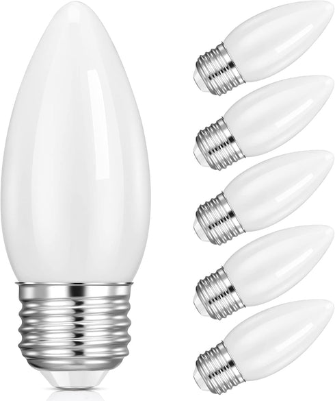 HOLA LED Chandelier Bulb Dimmable LED Lamp Bulb E26 Base, 360 Beam Angle UL Listed Cool White 4000K LED Filament Bulb, Frosted Glass, 6 Pack...