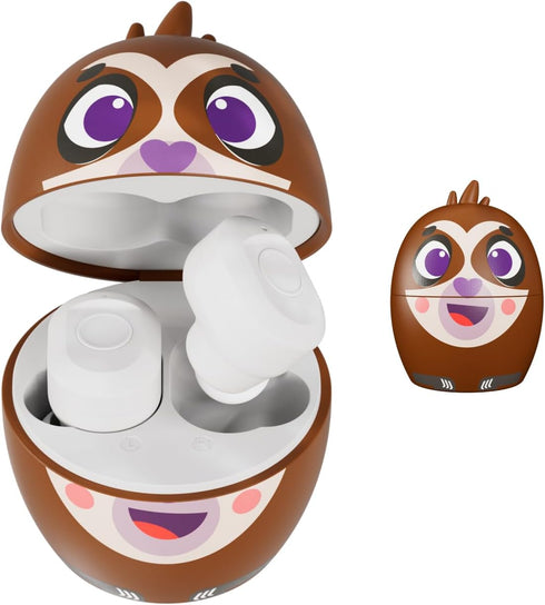 Coby Children’s Bluetooth Wireless Earbuds – “Simon The Sloth” Character Rechargeable Earbuds, 24-Hour Total Play Time, Water-Resistant, Button Co...