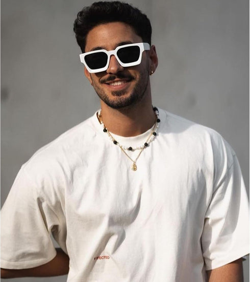 Square Sunglasses for Women Men Retro 90s Square Thick Frame Sunglasses UV400 Protection Black Shades...