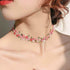 Boho Flower Lace Choker Necklace Pink Rose Choker Chain Vintage Floral Choker Collar Jewelry for Women Teen Girls...