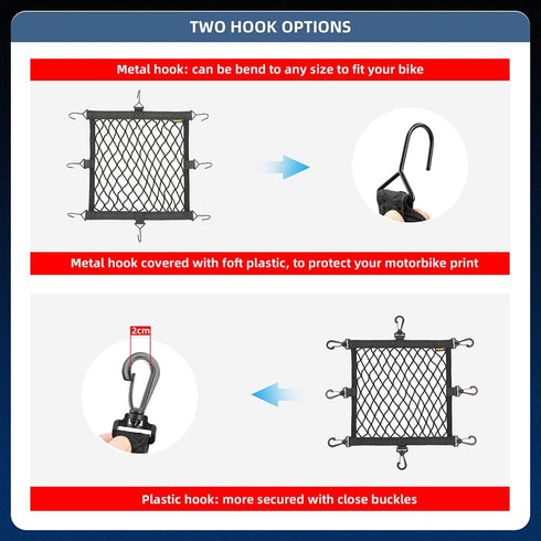 Rhinowalk Motorcycle Luggage Net Cargo Net Helmet Luggage Net with Adjustable Metal Hooks for Motorcycles and Bicycles...
