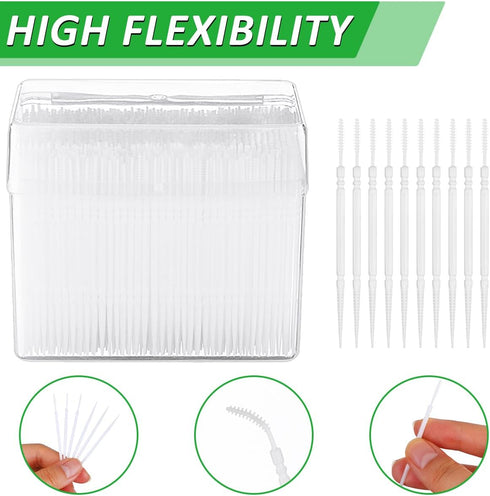 1100Pcs Dental Picks Plastic Toothpick Oral Hygiene 2 Way Interdental Brush Stick...