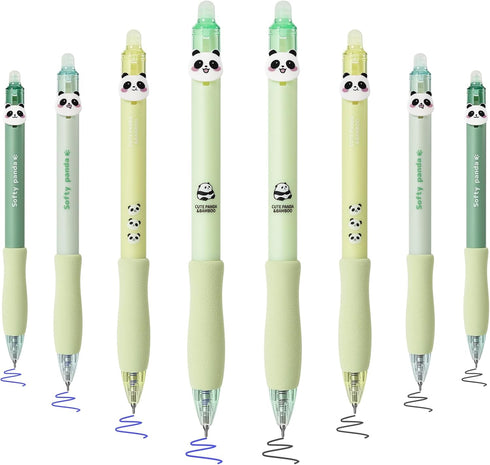 BAYTORY 8Pcs Cute Retractable Erasable Gel Pens, CS Fine Point 0.5mm, Quick Dry, Black and Blue Ink Pen with Eraser, Smooth Writing for Crossword ...