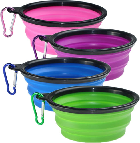 Collapsible Bowls Dog Pet Bowl, 4 Pack for Cats Dogs Travel Bowl Portable Foldable Pet Feeding Watering Dish Pet Supplies for Walking Parking Trav...