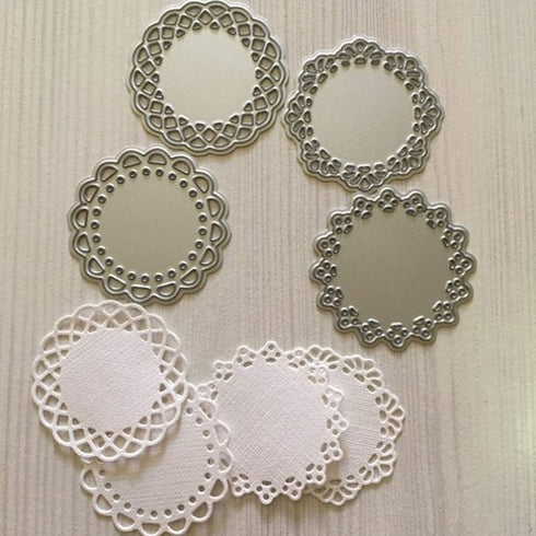 Metal Die Cuts Set Include 4 Different Patterns Round Lace Flower Border Cutting Dies Cut Stencils for Scrapbooking Photo Album Decorative Embossi...