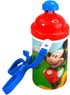 Zak Designs Disney Mickey Mouse One Touch Button Water Bottles with Reusable Built in Straw, Carrying Strap - Safe Approved BPA Free, Easy to Clea...