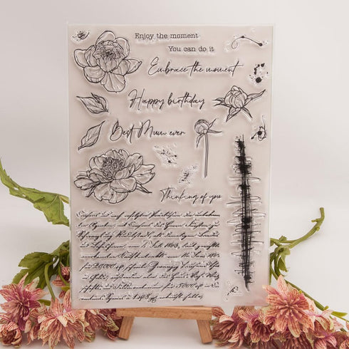 Flowers Mail Clear Stamps for Card Making Vintage Letter Transparent Silicone Stamp DIY Scrapbooking Supplies Embossing Paper Card Album...