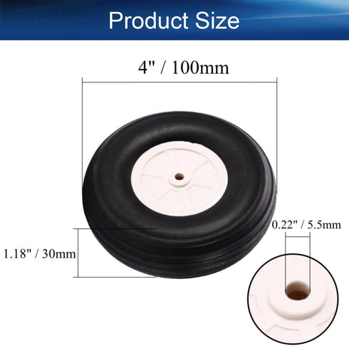 Heyiarbeit 4" RC Model Airplane Foam Wheel Super Light Tire and Wheel Sets for RC Airplane PU Sponge Tire with Plastic Hub 2 Pcs...