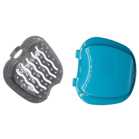 Denture Bath Case Cup Box Holder Storage Soak Container with Strainer Basket for Travel Cleaning (Light Blue)...