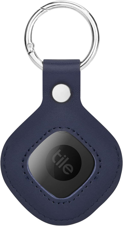 Holder Case for Tile Mate 2022 Tracker, Microfiber Leather Sleeve Case Protective Cover with Keychain Compatible with Tile Mate, 1 Pack (Dark Blue...