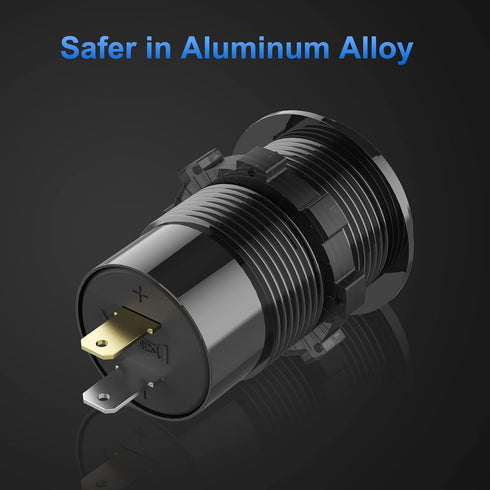 12V USB Outlet Wire Aluminum Car Charger Multi Port, Dual USB Quick Charge 3.0 Port and PD USB C Socket with Voltmeter Switch for Car Boat Marine ...