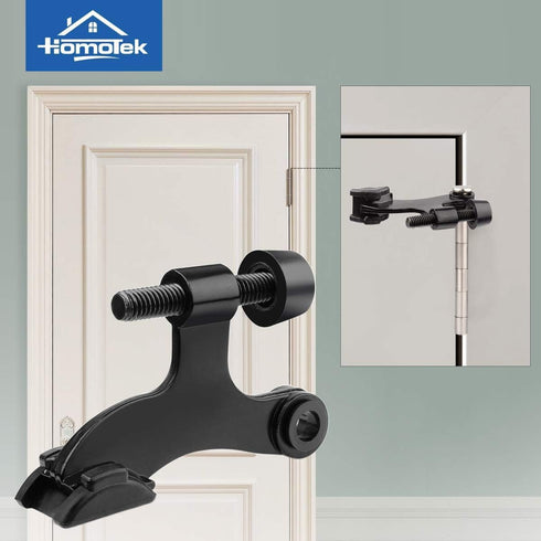 HOMOTEK 12 Pack Hinge Pin Black Door Stopper,Adjustable Deluxe Heavy Duty Door Stopper 2-1/2"x1-3/4”,with Black Rubber Bumper Tips...