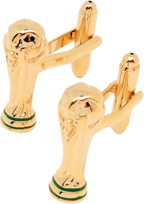 14K Gold Plated Football World Cup Tropy Cufflinks for Men In Gift Case Football Fan Men's Cuff Link for Wedding Shirt Party Business Regular Anni...
