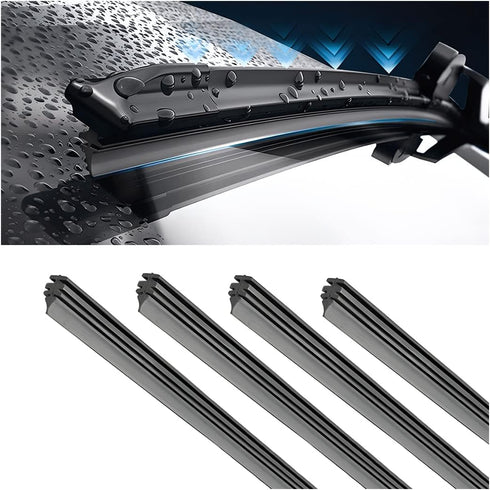 4 Pieces Windshield Wiper Blades Refills, DIY Adjustable Car Windscreen Wiper Rubber Strips, Frameless Window Boneless Insert Silicone Strips, Aut...