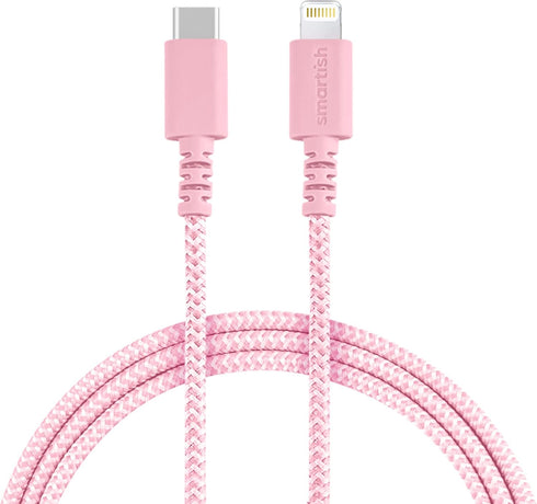 Smartish USB-C to Lightning Cable for iPhone 15/14 - Crown Joule - 6 Foot Universal Fast Fabric Wrapped Charging Cable - Apple MFi Certified for i...