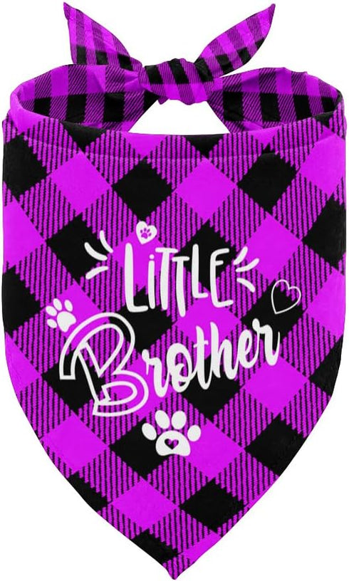 Dog Bandana, Little Brother Dog Bandana, Dog Scarf Plaid Printing, Dog Scarf Accessories, Dog Bandana Pet Scarf, Pet Baby Announcement Plaid Scarf...