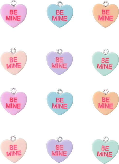 Ruwado 18 Pcs BE MINE Jewelry Making Kits Multi Color Heart Shapes Resin Accessories for DIY Jewelry Making Findings Keychain Necklace Bracelets E...