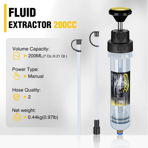 GOOACC Oil Extractor Pump Automotive, Fluid Extractor with Hose Oil Change Syringe Vacuum Pump Extractor, 200CC Manual Brake Fluid Extractor for C...