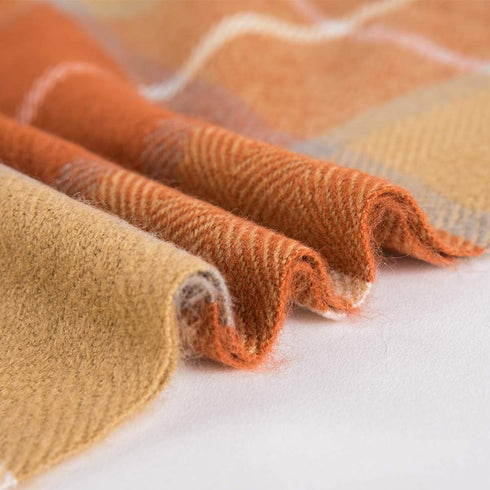 G Lake Orange Plaid Blanket Throw Acrylic Soft Reversible Dyed Fringed Bed Blanket Gift for Christmas Decorations 50" W x 67" L-Pumpkin Orange...