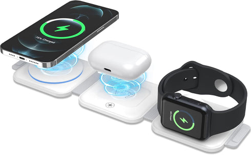 3 in 1 Magnetic Foldable Wireless Charger, Ankilo Wireless Charging Station for Travel, Compatible with iPhone 15/14//13/12, Apple Watch, AirPods ...