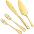 Wedding Cake Knife and Server Set, Cake Cutting Set for Wedding, Mr and Mrs Forks Cake Cutter Set for Wedding Anniversary Bridal Shower Gifts (Gol...
