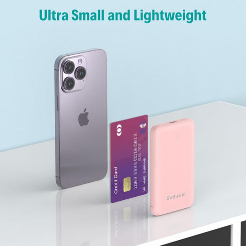 Smallest Portable Charger with Built-in Cables 6000mAh,Ultra Slim Power Bank,Mini High Speed External Battery Packs,Lightweight USB C Phone Charge...