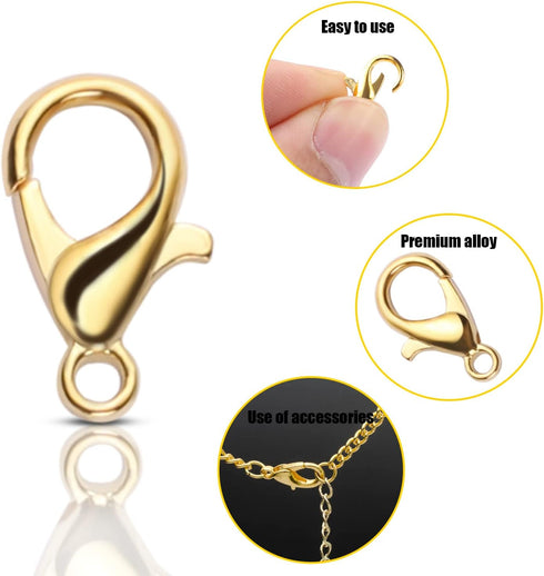 300 pcs Lobster Clasps and Open Jump Rings Set, Jewelry Clasps Lobster Claw Clasps for Jewelry Making Findings&Bracelets Stocking Stuffers Christm...