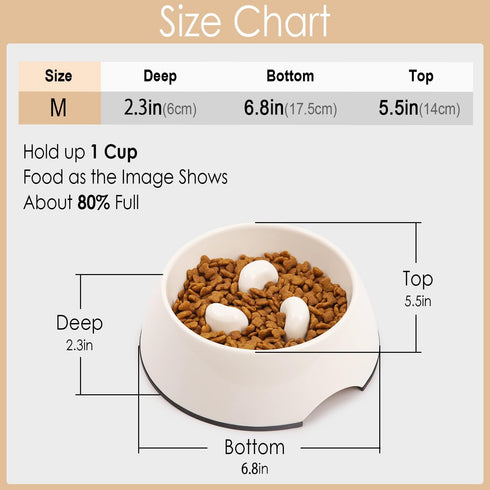 Super Design Slow Feeder Dog Bowl, 1 Cup, Nonslip, Heat-Resistant, Sturdy, Suitable for Small to Medium Sized Dogs...