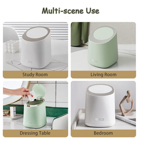 Mini Desktop Trash Can with 90 Trash Bags, Press-Type Countertop Wastebasket with Lid, Small Plastic Garbage Can for Bathroom Bedroom Living Room ...