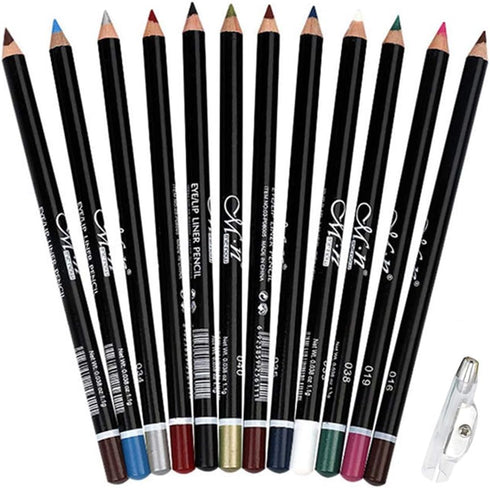 12Pcs Lot Set 12 Colors Eyeliner Pencil Waterproof Eyebrow Pencil Cosmetics with a Pencil Sharpener...