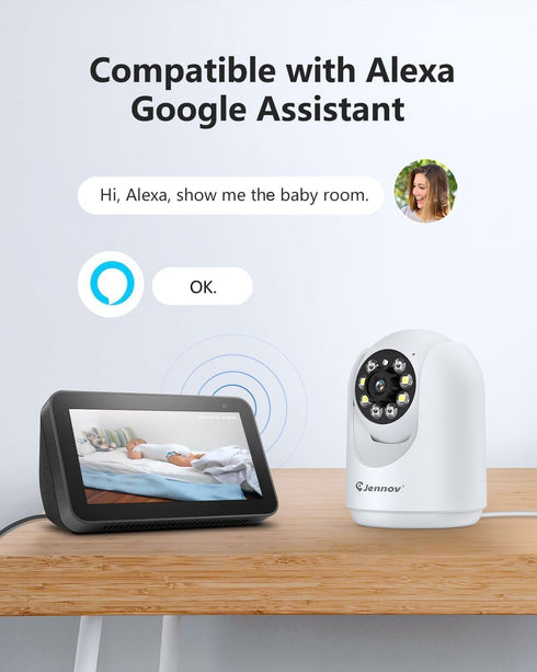 Jennov 2K Pan/Tilt Indoor Cameras for Home Security - 2.4 GHz Pet Dog Camera with Phone App, WiFi Baby Camera Monitor, Color Night Vision, Motion ...
