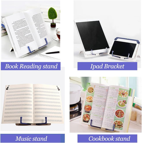 Lemical Desktop Sturdy Bookstand for Cookbook Adjustable Book Holder Reading Portable Folding Multipurpose Book Music Sheet Stand Holder with Deta...