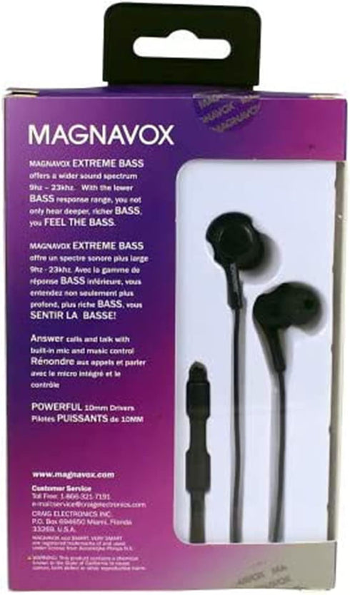 Magnavox MHP4857-BK Ear Buds with Microphone in Black | Available in Black & White | Ear Buds Wired with Microphone | Extra Value Comfort Stereo E...