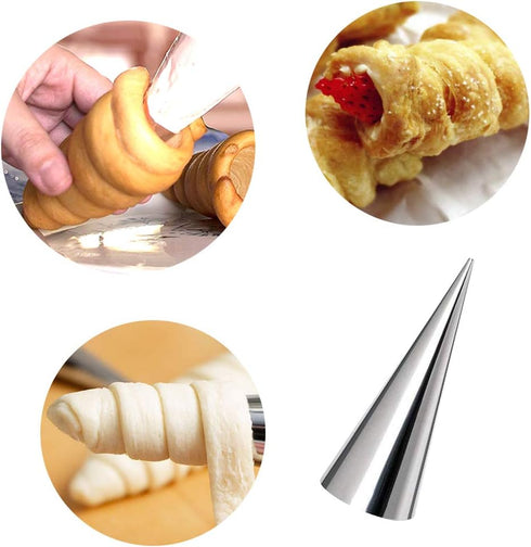 20 Pack Cream Horn Molds, 5.5 Inch Baking Cones Cream Horn Forms, Stainless Steel Lady Lock Cannoli Tubes Ice Cream Mold,Standing Cone Shape...