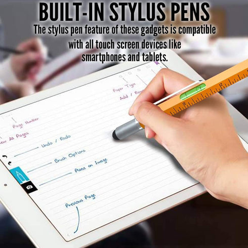 2Pcs Multitool Pen Set, Father's Day Gifts for Dad Men Him, Cool Gadgets Pen Gifts with Stylus, Ruler, Level, Ballpoint Pen, Screen Touch, Father'...