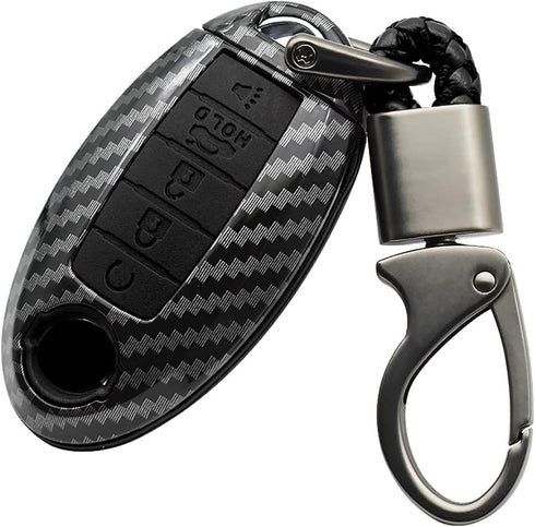 ontto 5 Buttons Keycase Fit for Nissan Remote Key Fob Cover Fit for Infiniti Carbon Texture Black...