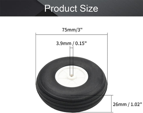 Fielect 3 inch RC Model Airplane Super Light Sponge Tire Tail Wheel Tire and Wheel Sets for RC Car Airplane PU Sponge Tire with Plastic Hub 2 Pcs...