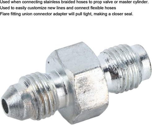 Brake Fitting Adapter, 3AN Male To 3/8?24 Inverted Flare Adapter Fitting Metal HAF01 for 3/16in Brake Line...