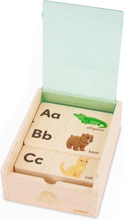 Battat – One-Match Puzzle – Alphabets Wooden Puzzle for Toddlers – Wooden Toys – Educational Toys – 3 Years + – Self Correcting Puzzles with Stora...