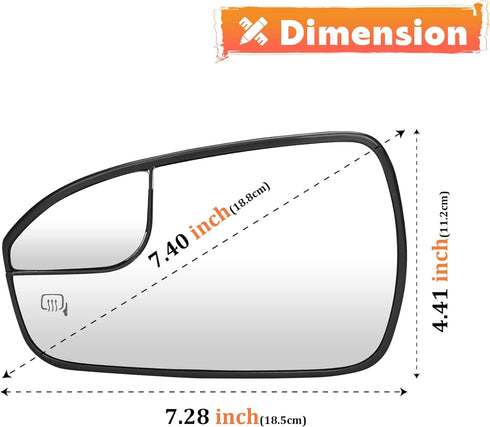 Driver/Left Side Power Heated Mirror Glass Fits for Ford Fusion 2013 2014 2015 2016 2017 2018 2019 2020 Replacement for DS7Z17K707F DS7Z-17K707-F...