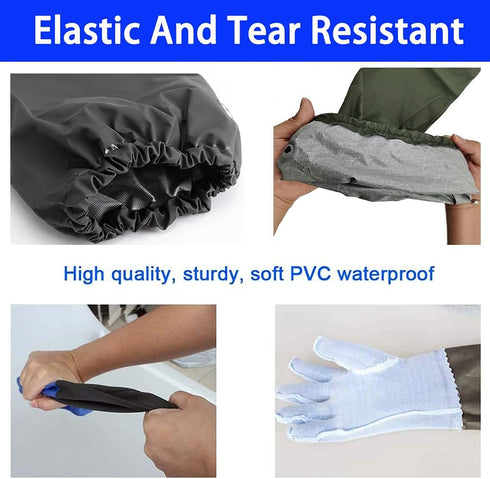 Long Waterproof Rubber Gloves, Pond Gloves, 28” Shoulder Length Insulated PVC Coated Chemical Resistant Gloves Reusable, Resist Acid, Alkali & Oil...