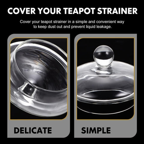 2-Pack Clear Glass Teapot Replacement Lids - Teapot Accessories with Strainer Cover for Home Kitchen Teapots and Teacups - Universal Fit...