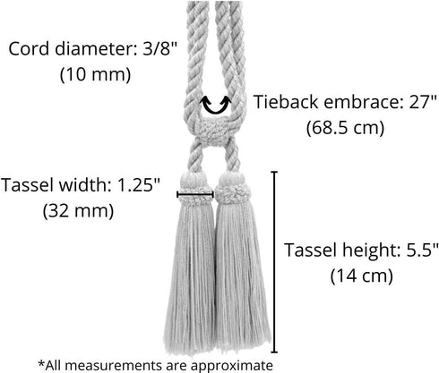Traditional Cotton Double Tassel Curtain Tassel Tieback, Tassel Length 5 1/2" (14cm), 27" Spread (68.5cm) (Style# TBC0552) Golden Beige #E16C (Dar...