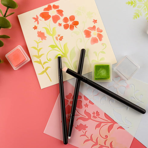 Detailed Ink Blending Brushes for Card Making 6 Count, 2 Kinds of Head,Art Blending Tool for Ink Blending,Use with Intricate Stencils,Deal with Sm...